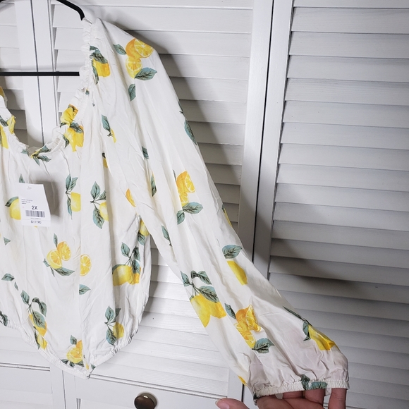 Forever 21+ Lemon Print Off the Shoulder Crop Top - Picture 7 of 14